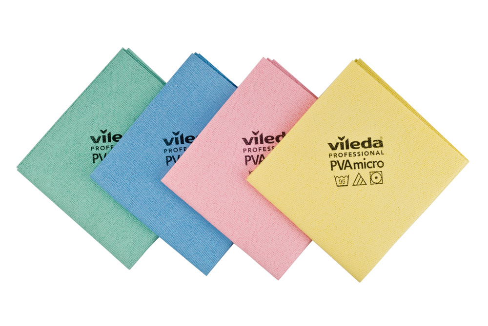  Vileda Professional, PVA Microfiber Green, All Purpose  Cleaning Shammy, Shiny Streak Free Results, Synthetic Chamois Towel, Smooth & Absorbent Materials