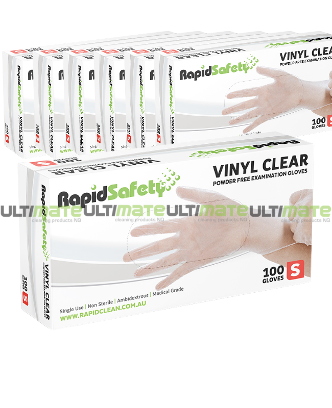 RapidSafety Vinyl Clear Powder Free Gloves Small - Ultimate Cleaning ...