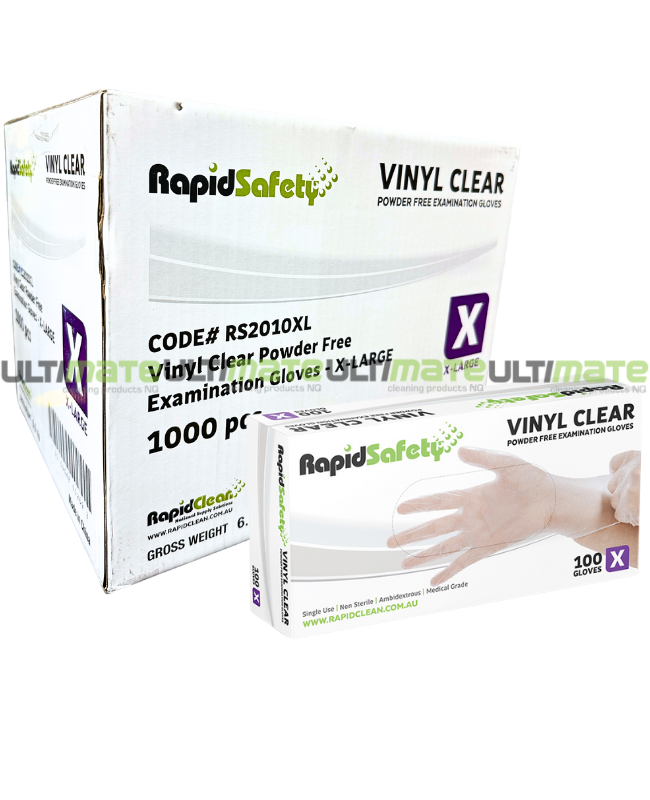 RapidSafety Vinyl Clear Powder Free Gloves Extra Large - Ultimate ...