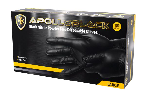 Apollo Nitrile Gloves Black XXLarge