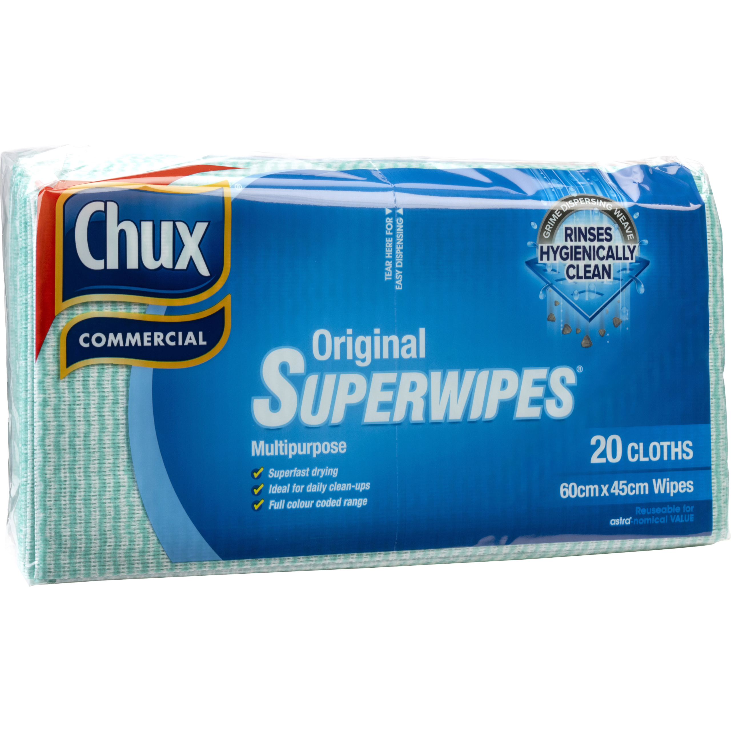 Chux Commercial Superwipes Green 20 Pack